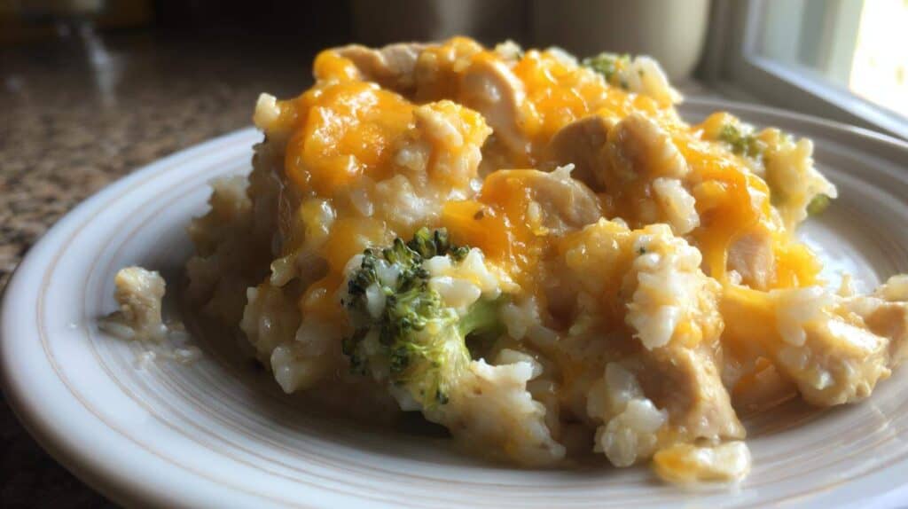 Cheesy Chicken & Broccoli Rice Casserole Kids Love