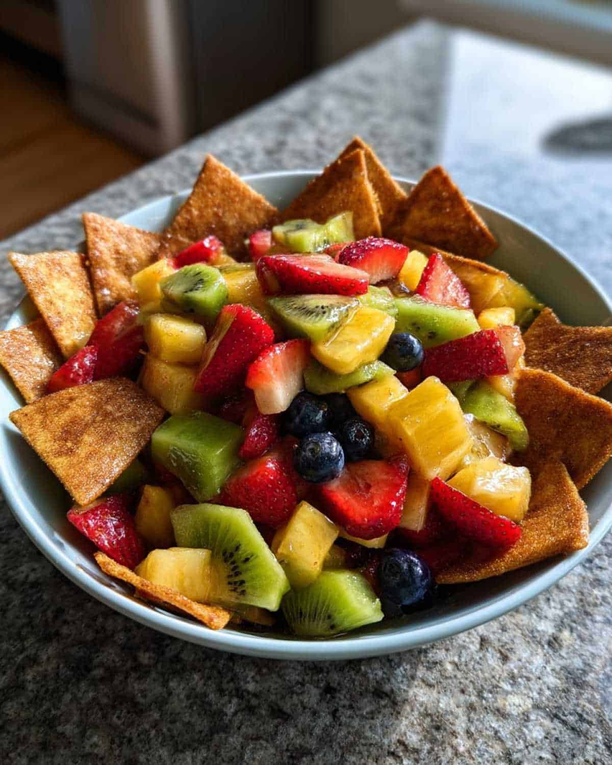 Fruit Salsa with Cinnamon Chips: Fun Kid Lunch Dessert/Side - detail 1