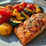Kid-Friendly Baked Salmon with Roasted Summer Vegetables