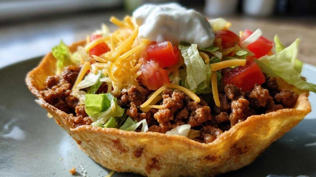 Kid-Friendly Taco Salad Bowls (in Tortilla Cups)