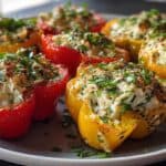 Mini Bell Peppers Stuffed with Cream Cheese & Everything Bagel Spice for Kids