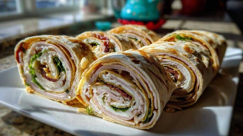 Turkey & Cheese "Sushi" Rolls (Tortilla Roll-Ups) for Kids