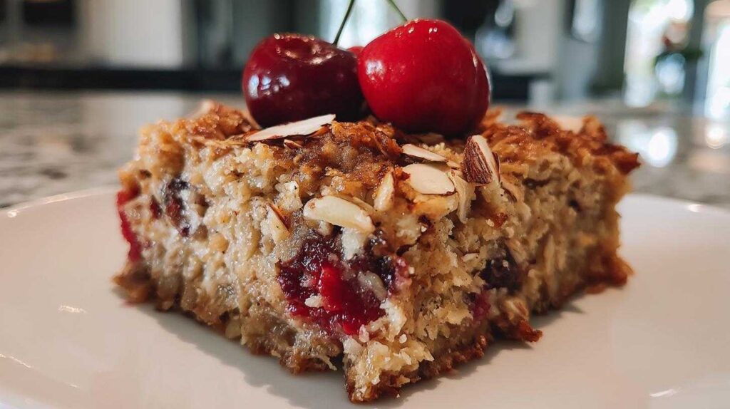 Kid-Friendly Cherry Almond Oatmeal Bake