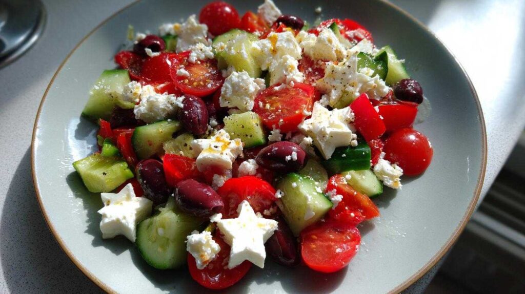 Kid-Friendly Greek Salad with Feta Cheese Stars