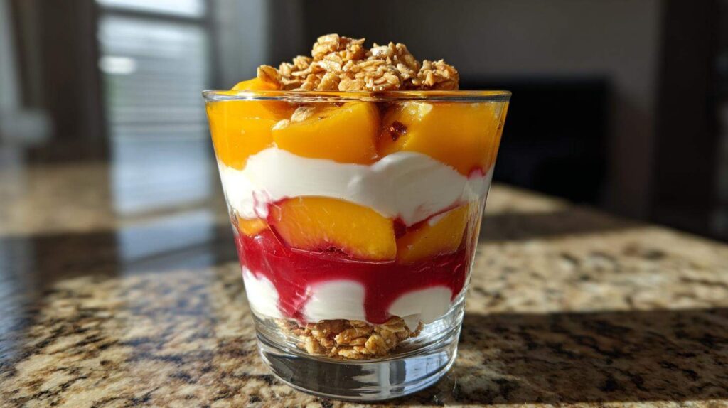 Kid-Friendly Peach Melba Parfaits with Granola