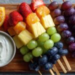 Kid-Friendly Rainbow Fruit Skewers with Honey Yogurt Dip