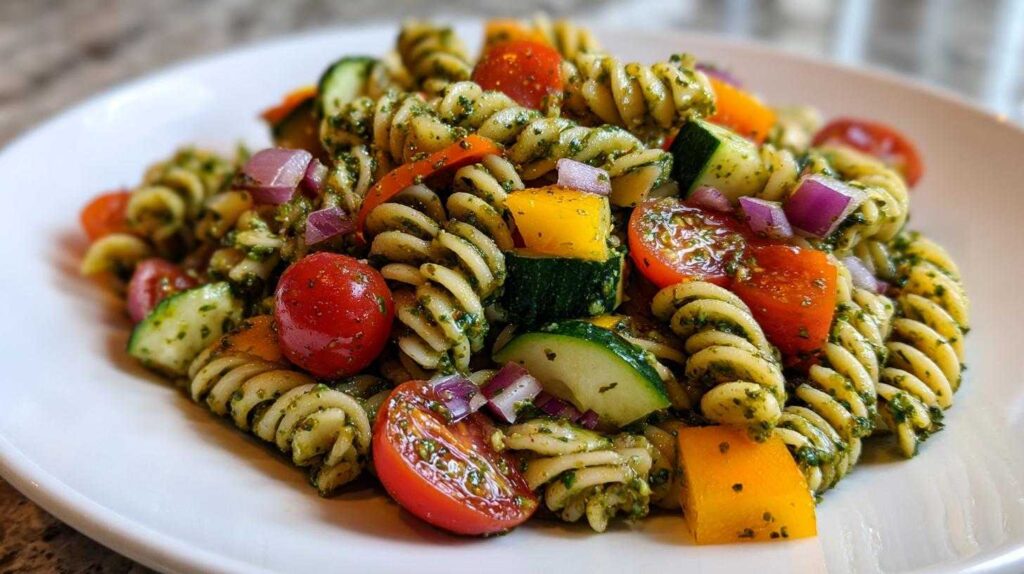 Kid-Friendly Rainbow Pesto Pasta Salad