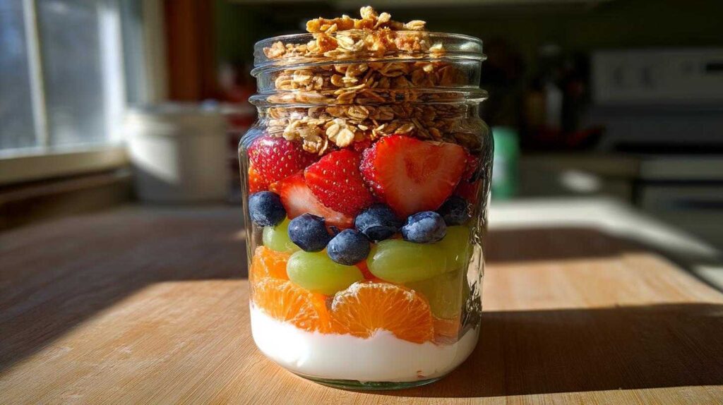 Kid-Friendly Rainbow Yogurt Parfait Jar