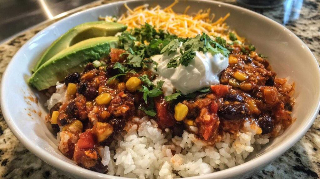 Kid-Friendly Rice & Bean Veggie Burrito Bowls