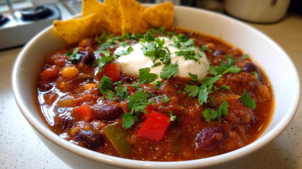 Kid-Friendly Three-Bean Veggie Chili