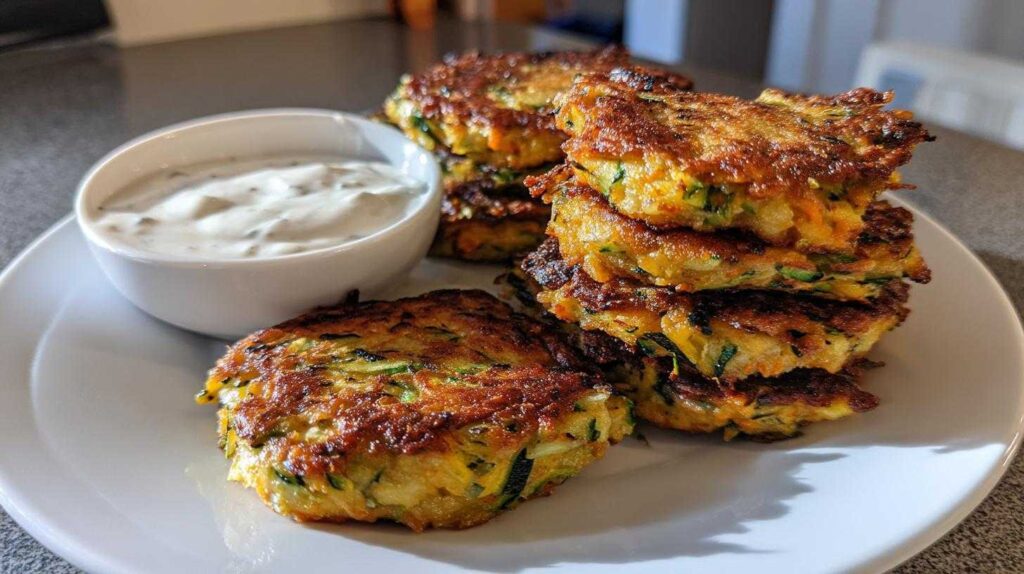 Kid-Friendly Zucchini & Carrot Fritters with Dip