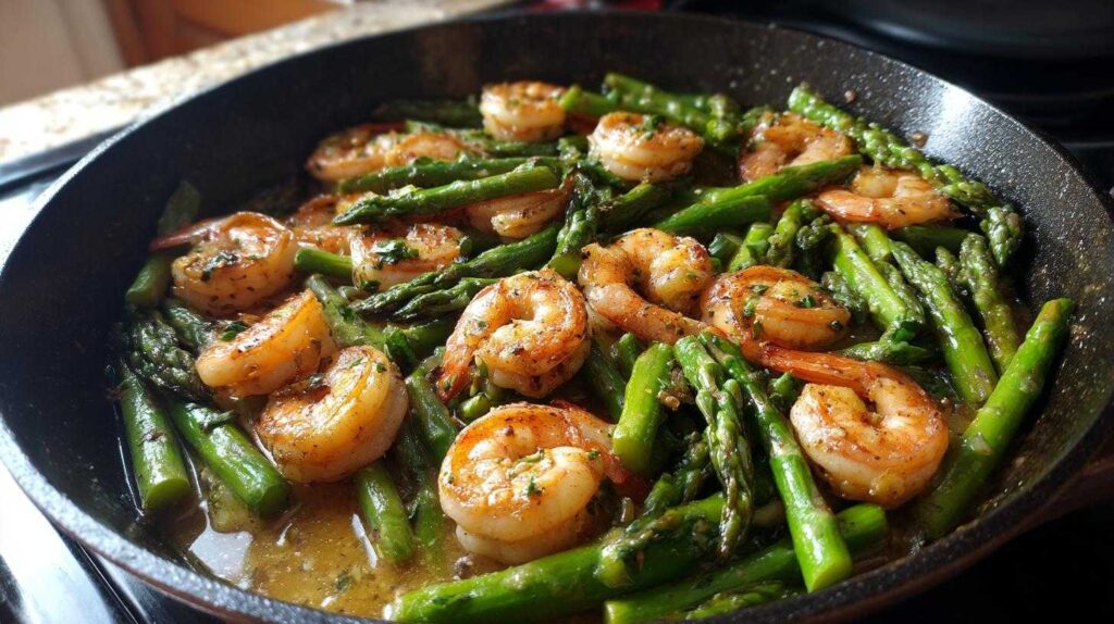 15-Minute Garlic Shrimp and Asparagus Skillet