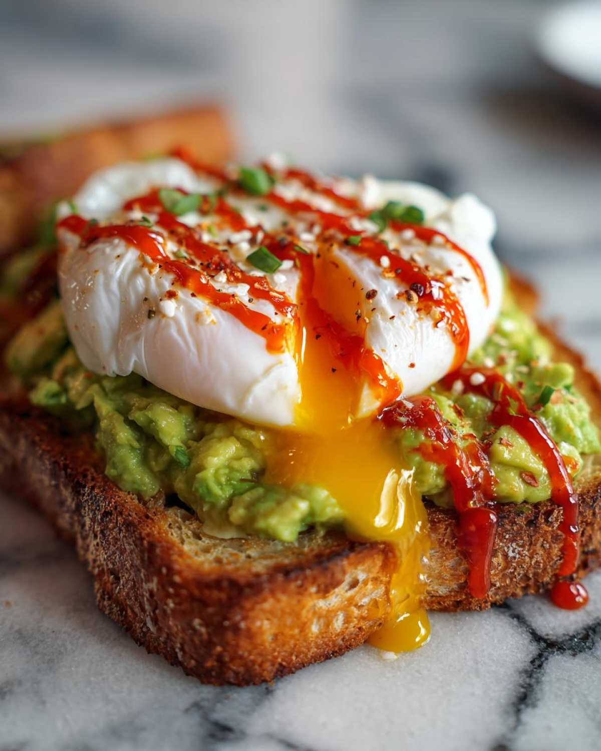 Avocado Toast with Poached Egg and Sriracha Drizzle - detail 2