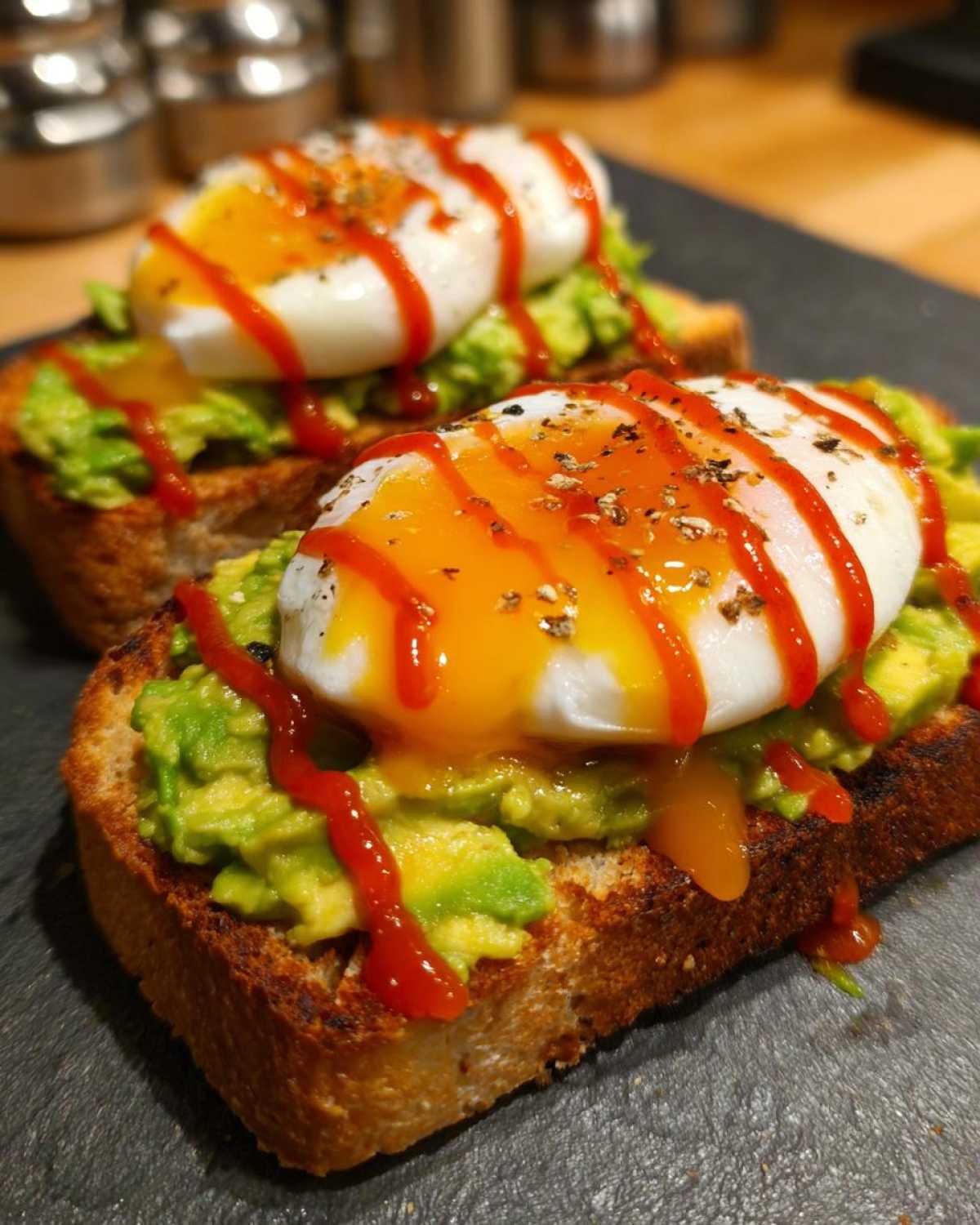 Avocado Toast with Poached Egg and Sriracha Drizzle - detail 4