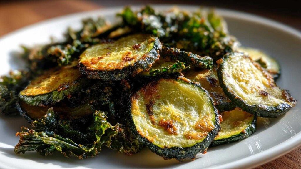 Baked Kale and Zucchini Chips (Healthy Snack)