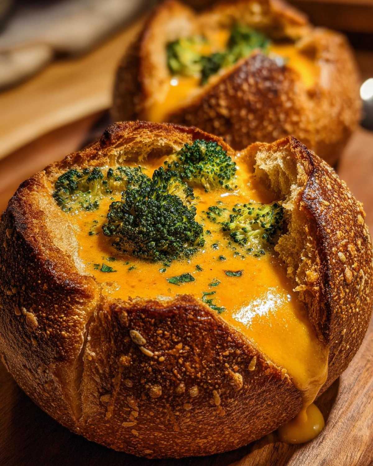 Broccoli Cheddar Soup Bread Bowls - detail 2
