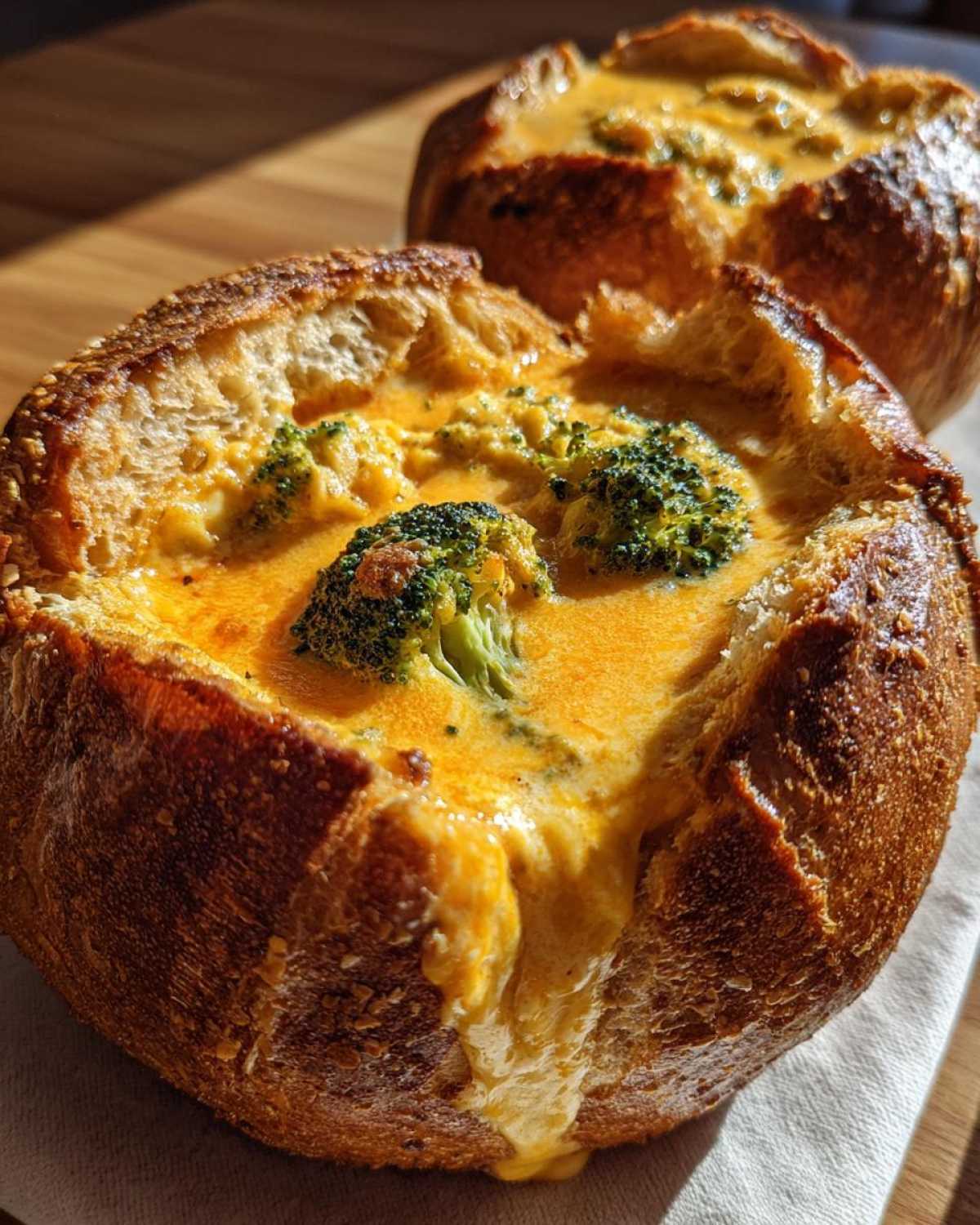 Broccoli Cheddar Soup Bread Bowls - detail 3