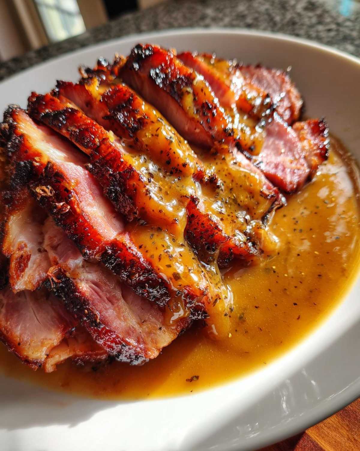 Brown Sugar Glazed Ham with Cider Gravy - detail 3