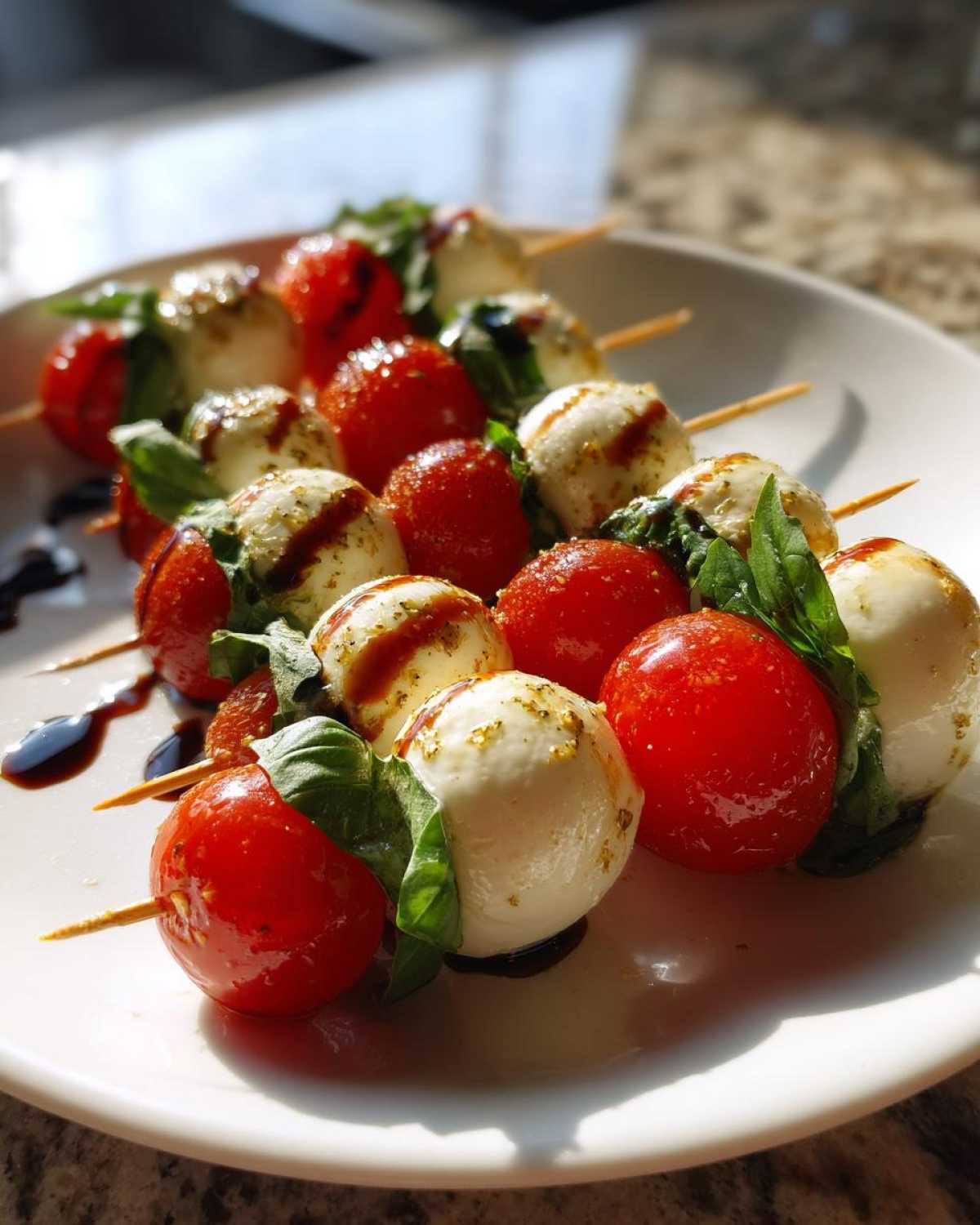 Caprese Skewers (Tomato, Mozzarella, Basil) - detail 1