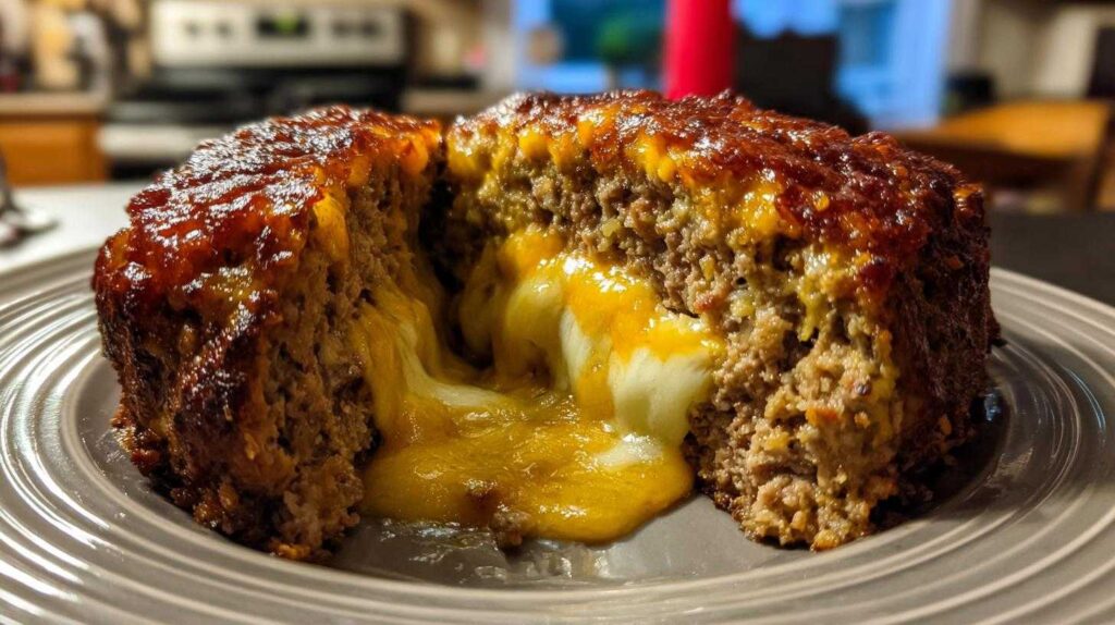 Cheesy Stuffed Meatloaf (Juicy Center!)