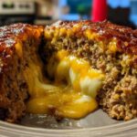 Cheesy Stuffed Meatloaf (Juicy Center!)