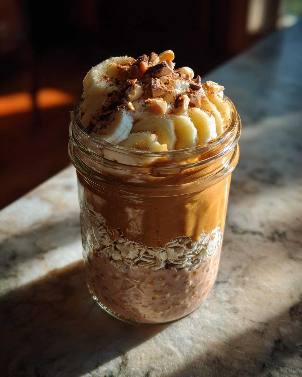 Chocolate Peanut Butter Overnight Oats with Banana - detail 1