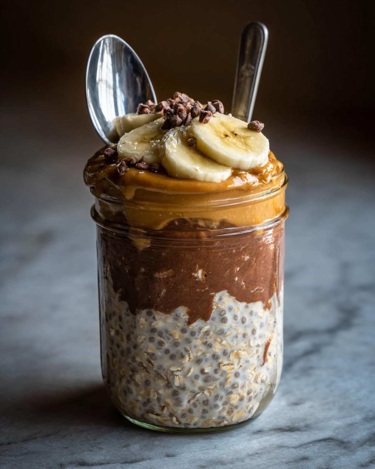 Chocolate Peanut Butter Overnight Oats with Banana - detail 3