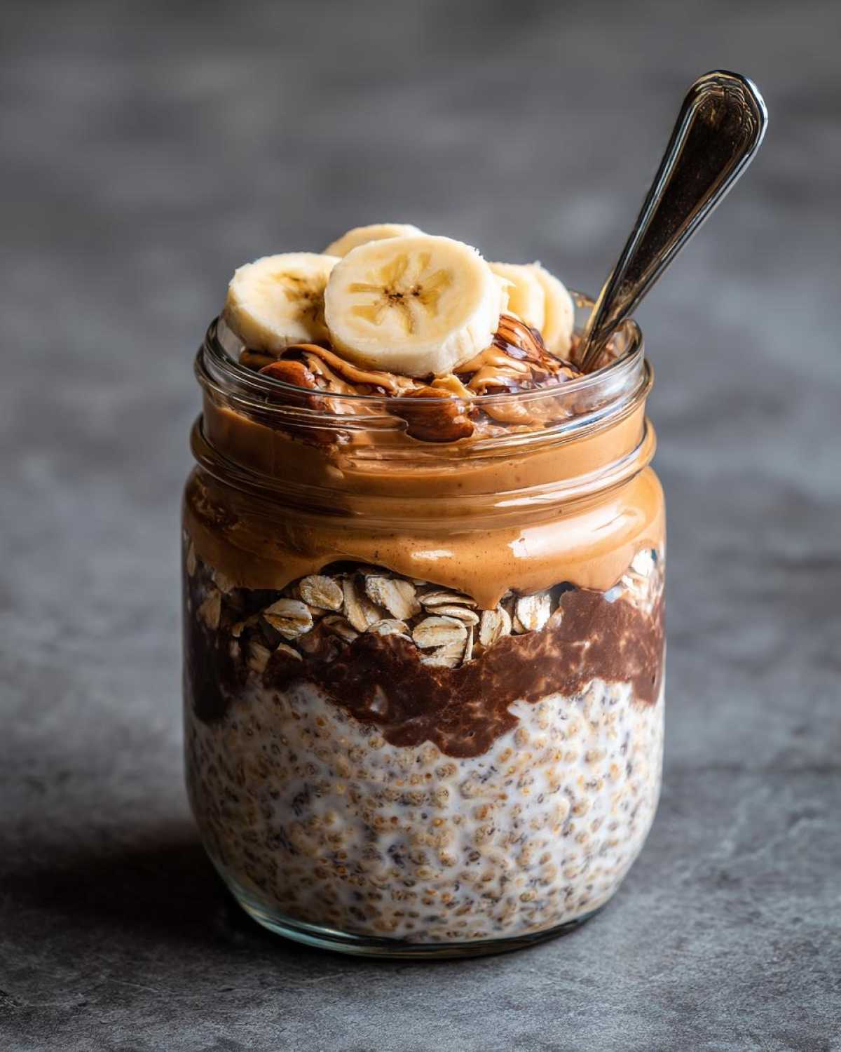 Chocolate Peanut Butter Overnight Oats with Banana - detail 4