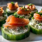 Cucumber Salmon Tree Bites