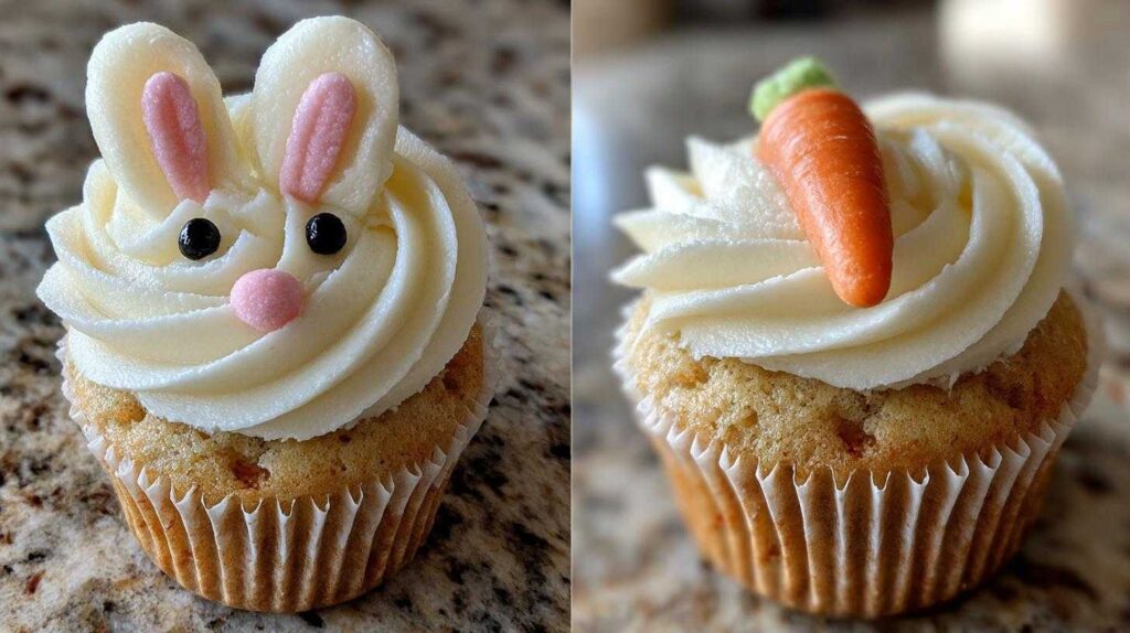 Easter Bunny Carrot Cupcakes with Cream Cheese Frosting