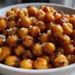 Garlic Parmesan Roasted Chickpeas (Crunchy Snack)