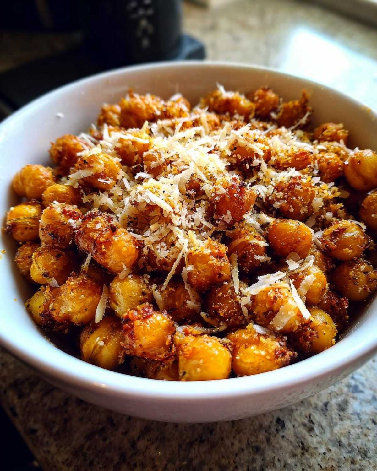 Garlic Parmesan Roasted Chickpeas (Crunchy Snack) - detail 2