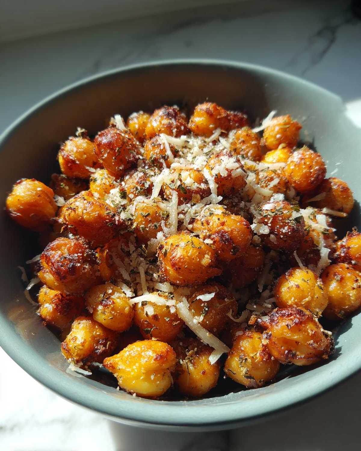 Garlic Parmesan Roasted Chickpeas (Crunchy Snack) - detail 4