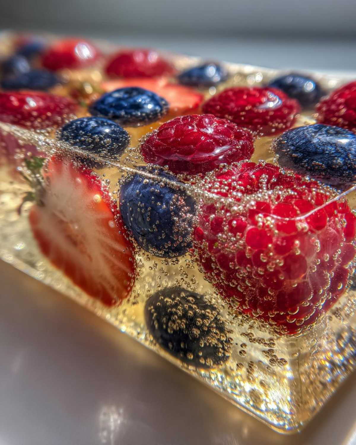 Glistening Champagne Jelly with Berries - detail 1