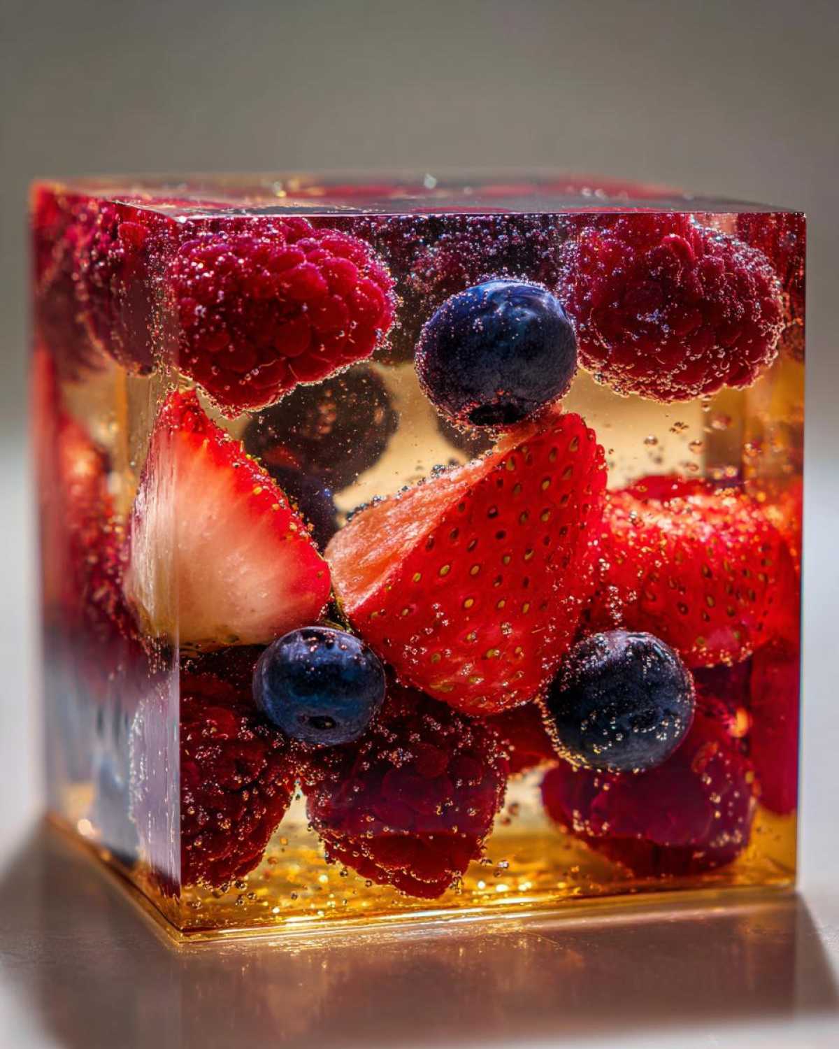 Glistening Champagne Jelly with Berries - detail 2