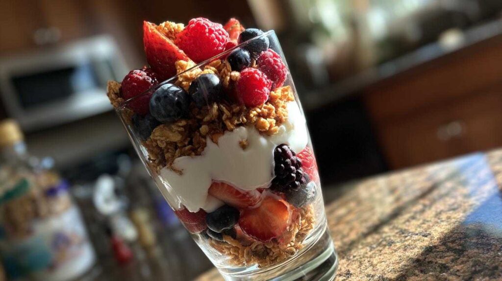 Greek Yogurt Parfait with Homemade Granola and Berries