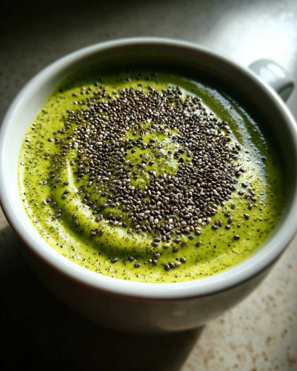 Green Smoothie Bowl with Spinach, Mango & Chia Seeds - detail 2
