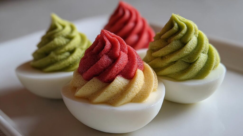 Holiday Deviled Eggs (Red & Green)