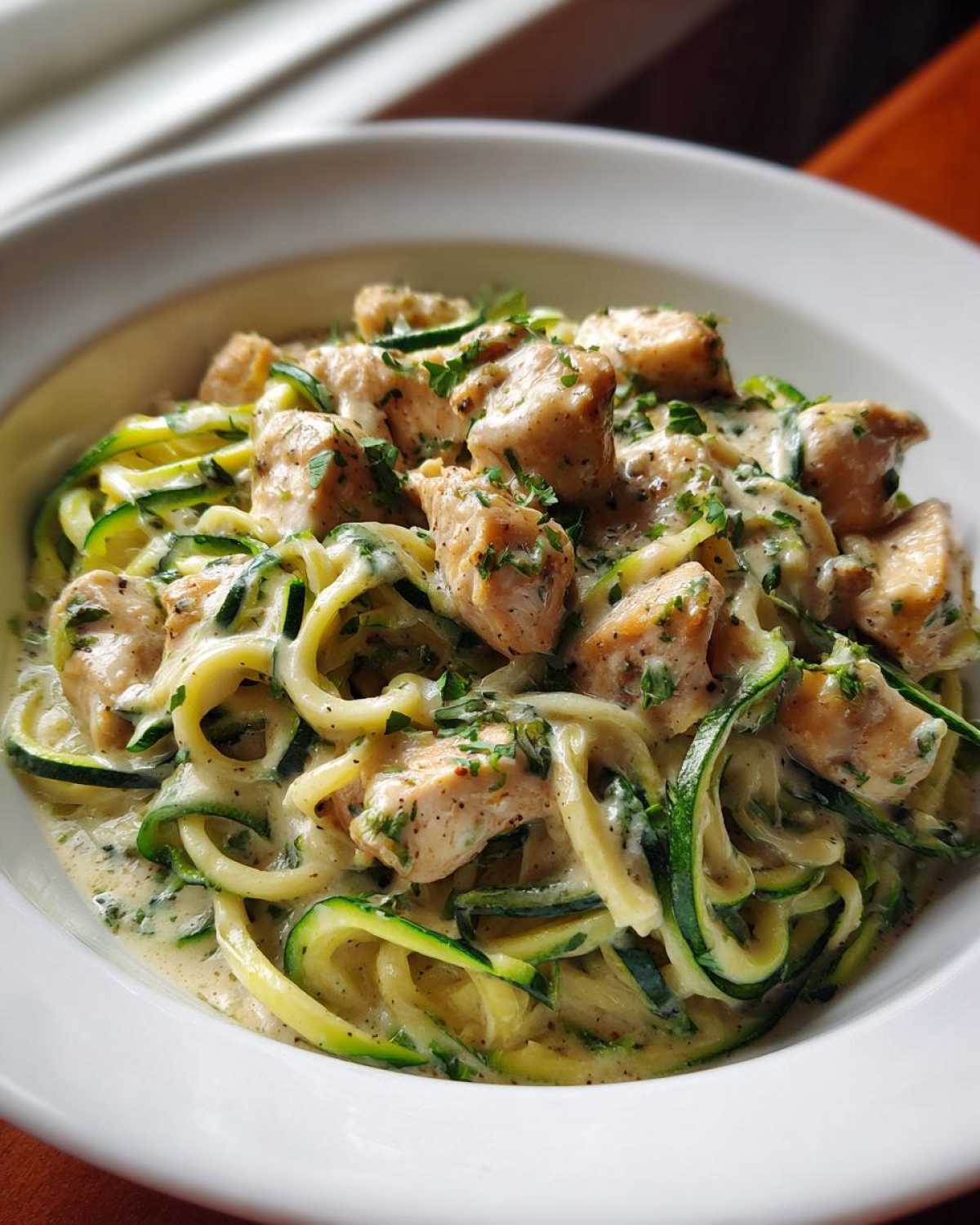 Keto Chicken Alfredo with Zucchini Noodles - detail 1