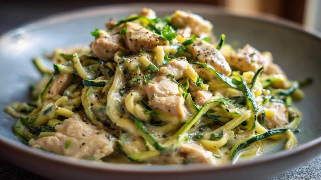 Keto Chicken Alfredo with Zucchini Noodles