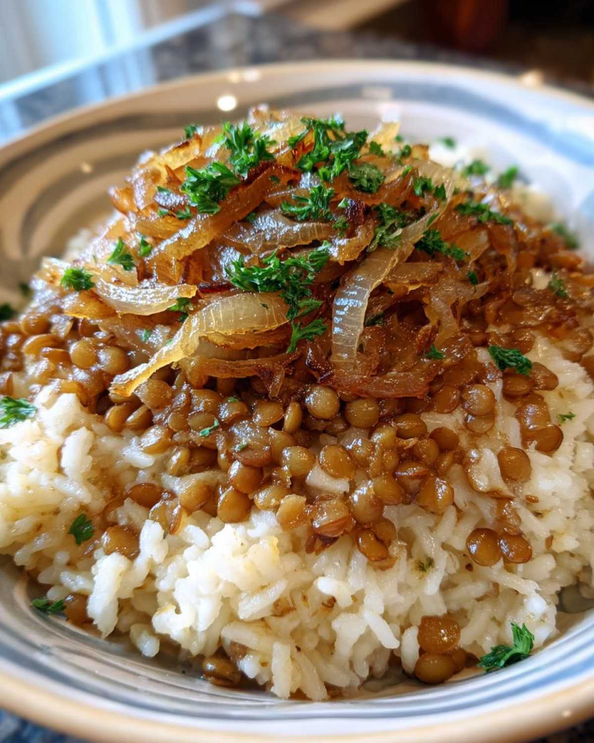 Lebanese Mujadara (Lentils and Rice) - detail 2