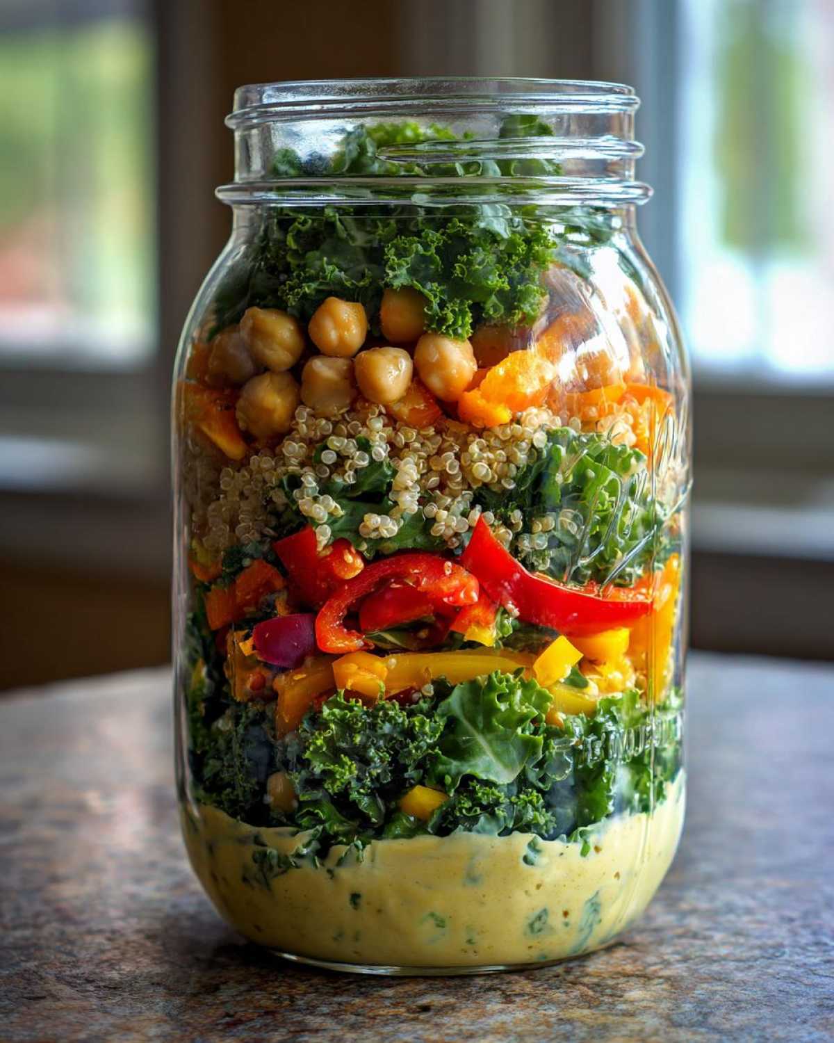 Mason Jar Kale Salad with Lemon Tahini Dressing - detail 1