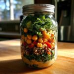 Mason Jar Kale Salad with Lemon Tahini Dressing