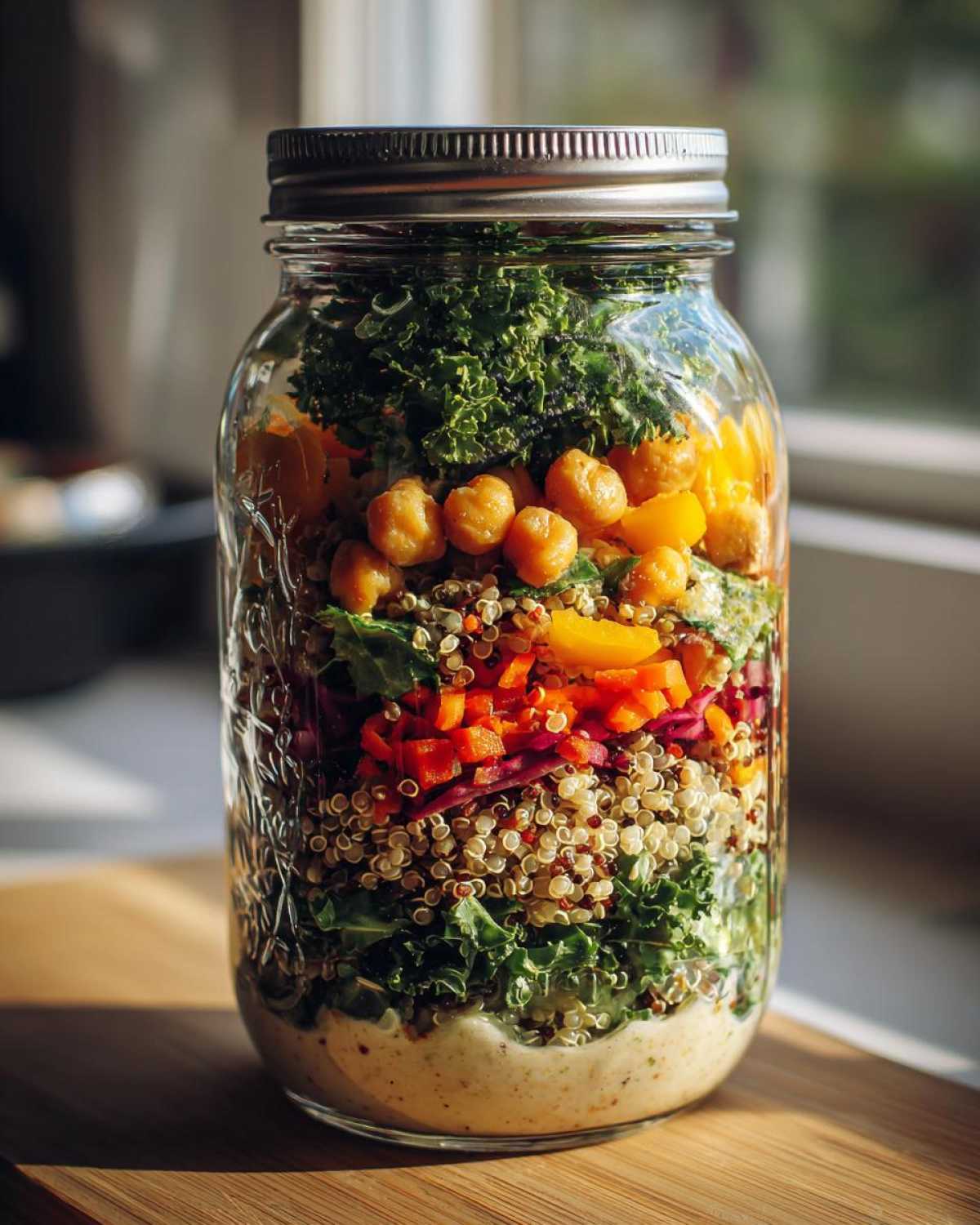 Mason Jar Kale Salad with Lemon Tahini Dressing - detail 2
