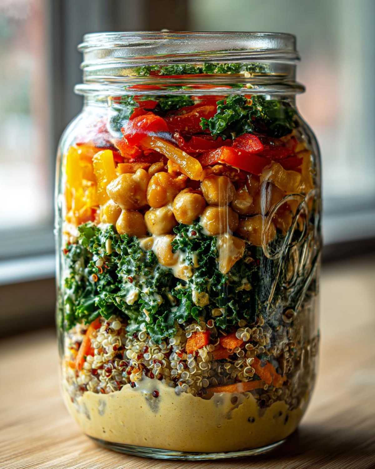 Mason Jar Kale Salad with Lemon Tahini Dressing - detail 3