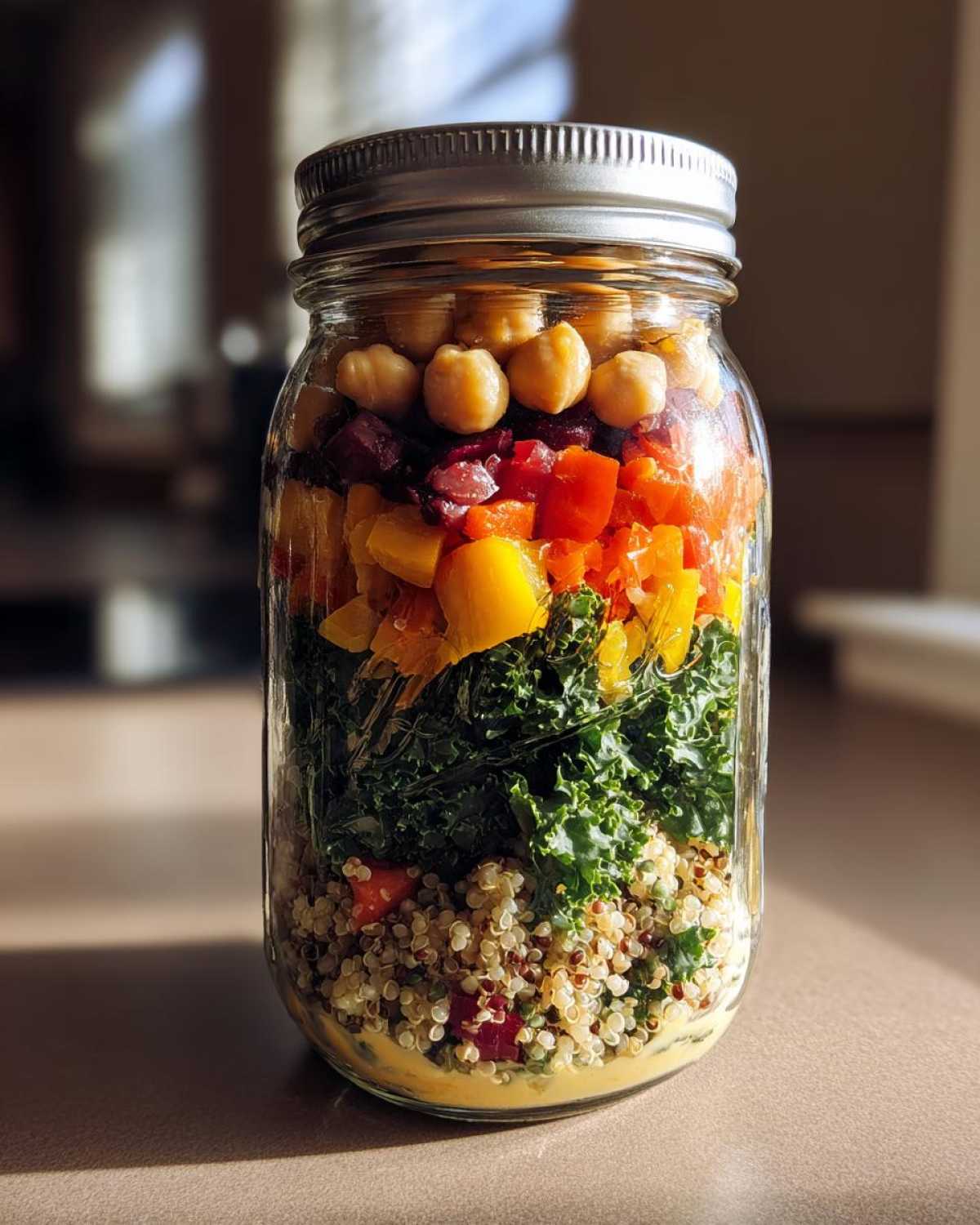 Mason Jar Kale Salad with Lemon Tahini Dressing - detail 4