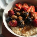 Overnight Quinoa Porridge with Almond Butter and Berries