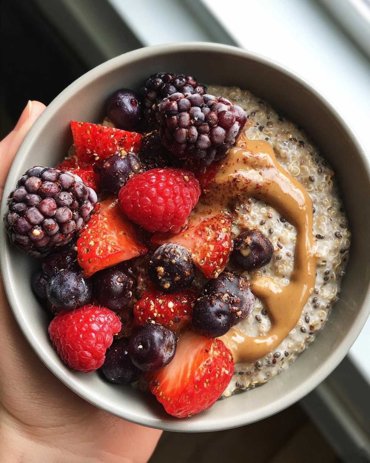 Overnight Quinoa Porridge with Almond Butter and Berries - detail 2