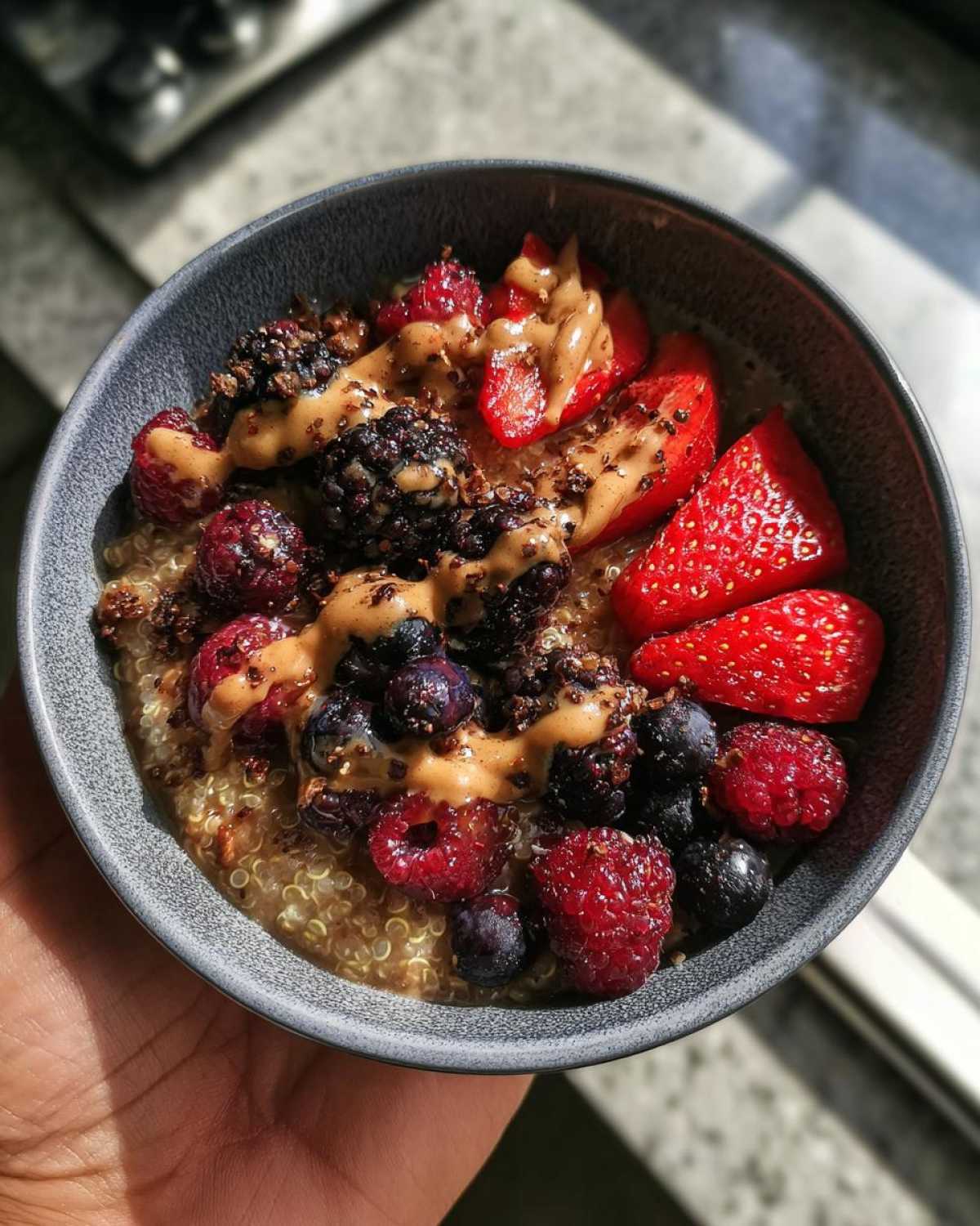 Overnight Quinoa Porridge with Almond Butter and Berries - detail 4