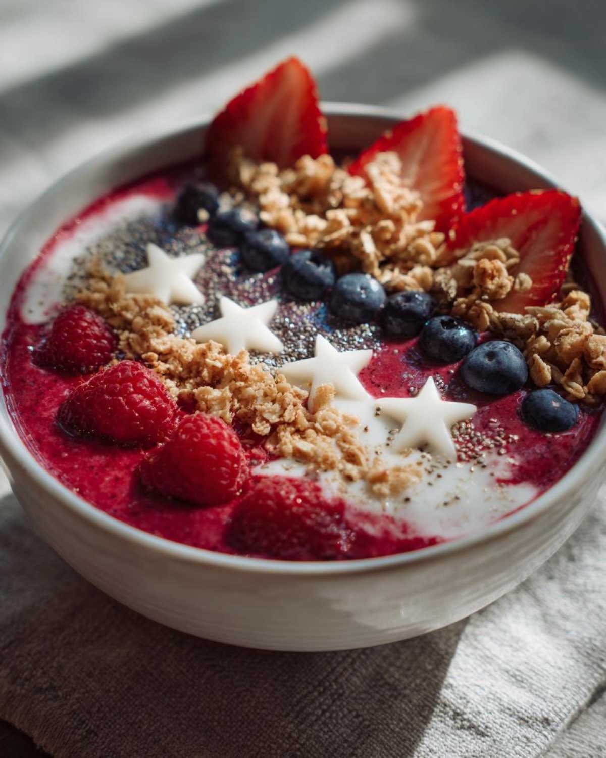 Patriotic Red White & Blue Smoothie Bowl - detail 1